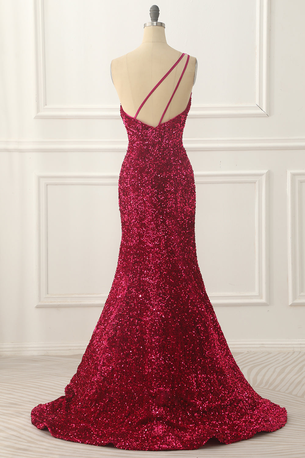 Luolandi Sequin Long Prom Dress One Shoulder Sparkly Evening Dress Floor Length